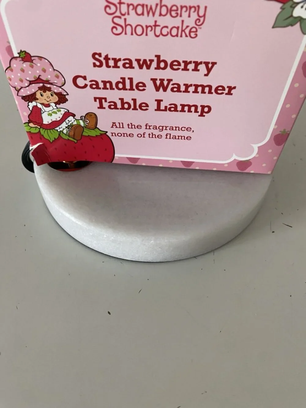 Strawberry Shortcake Candle Warmer Lamp Glass Shade PINK W/Marble Base VIRAL NEW